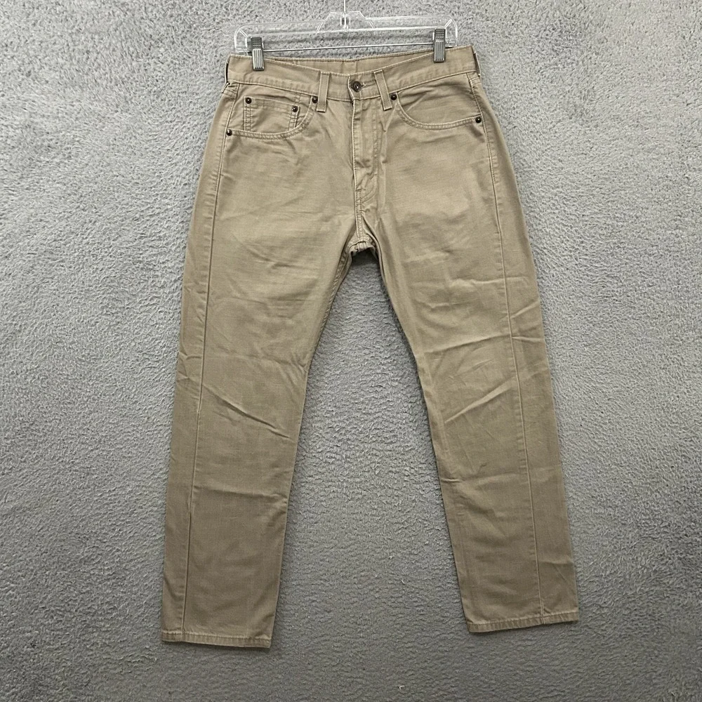 Levis Jeans Mens 31x30 Beige 505 Regular Straight American Work Wear Pants Adult